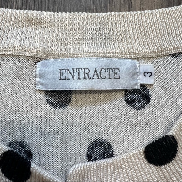 Entracte Vtg Silk Cashmere Polka Dot Crewneck Fitted Button Up Knit Cardigan M - Picture 5 of 16
